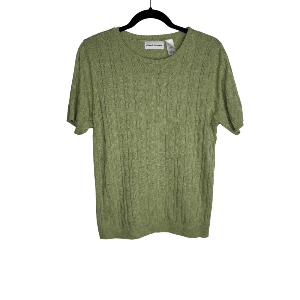 VNTG Alfred‎ Dunner Green Cable Knit Sweater Women's S Grannycore Aesthetic